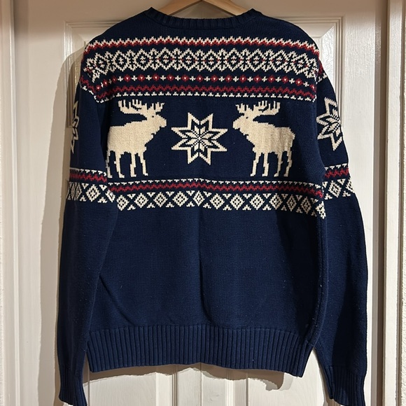 American Living Vintage 100% Cotton Winter Moose Sweater - Picture 5 of 8